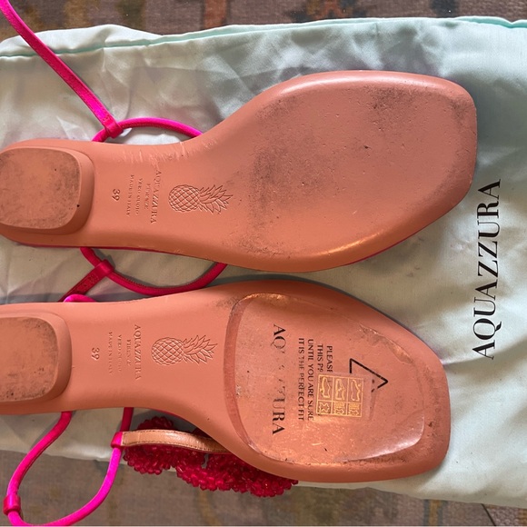 Aquazzura Hot Pink Beaded Sandals - Picture 3 of 3
